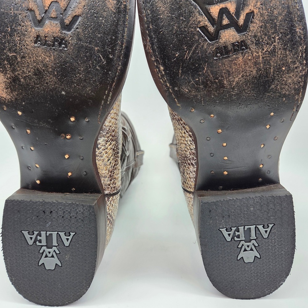 Alfa Python Snakeskin Square Toe Leather Western … - image 8